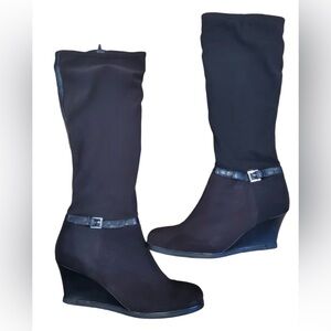 New!! Chaps Edana Black Wedge Knee-High Boots - size 10
